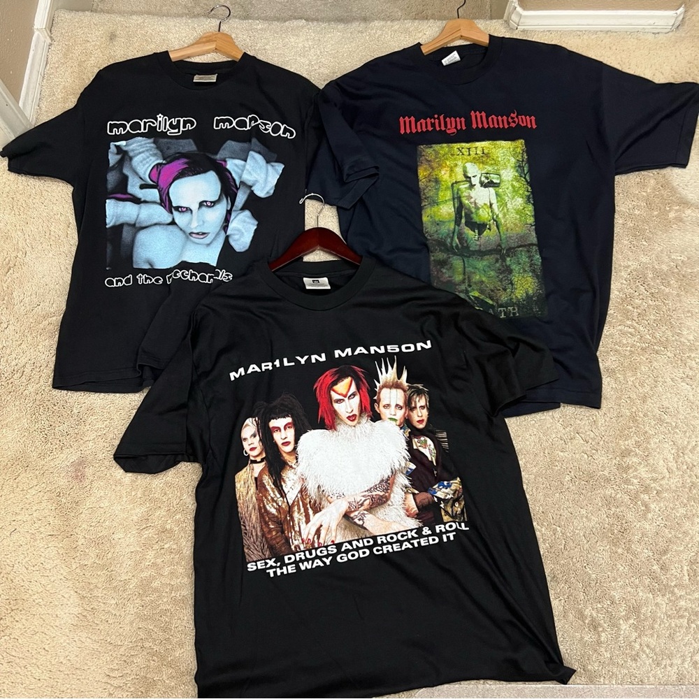 Vintage Lot of 3 MARILYN MANSON Concert T Shirts
